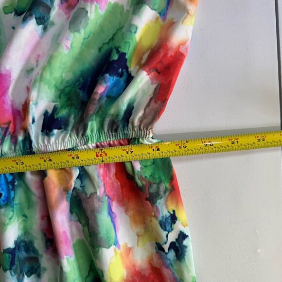 Watercolor 2X Plus Floral Stella & Julie Halter Neck Maxi Dress Boho Summer - Picture 9 of 10